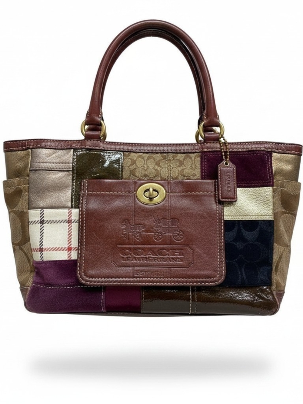 Vintage Coach 2007 Holiday Patchwork Gallery Tote Bag #11358 Y2K Boho